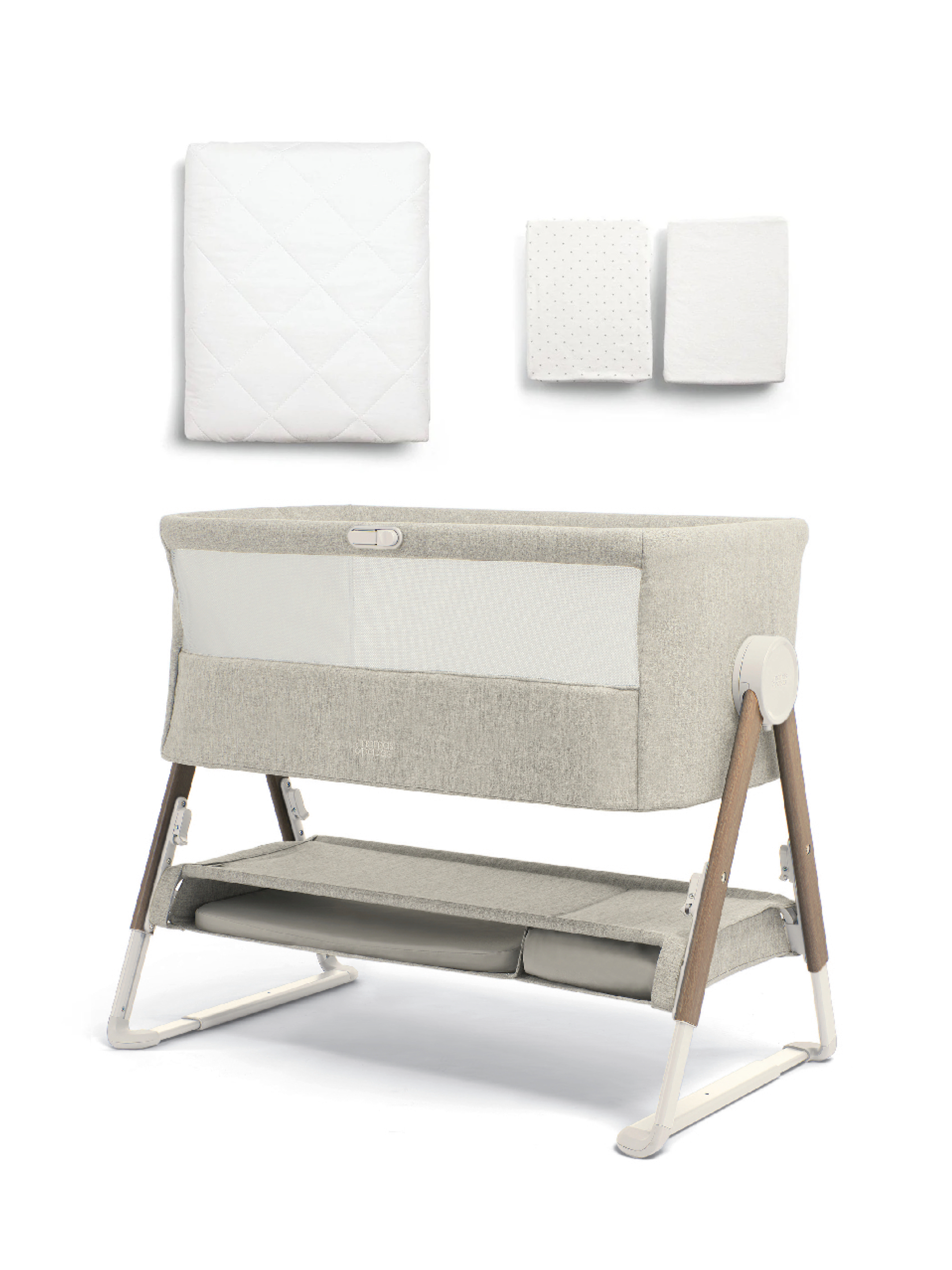 Buy Lua Bedside Crib Bundle Beige with Mattress Protector & Fitted